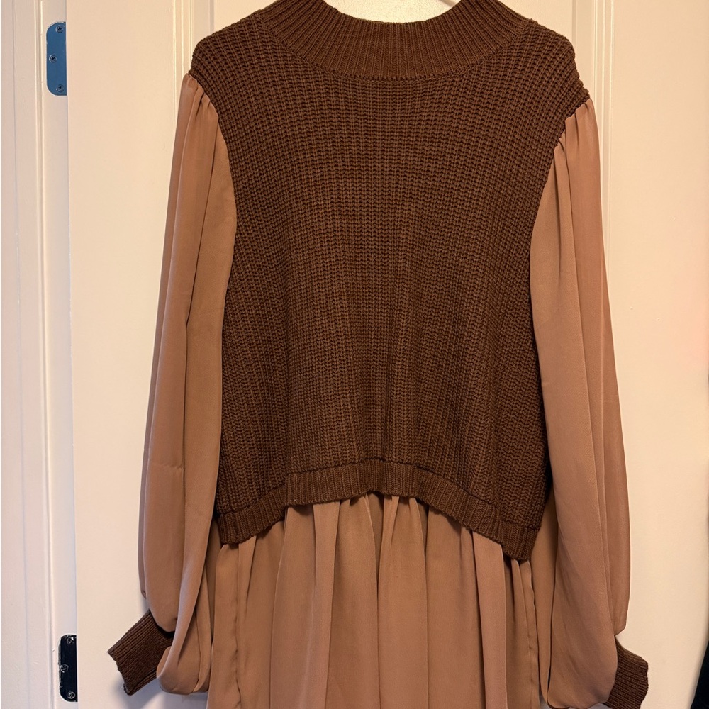 Eloquii Chestnut Ribbed Knit Sweater